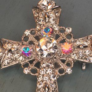 Solar Magic Crystal Cross Pendant/Brooch